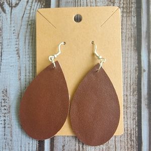 Brown Faux Leather Earrings